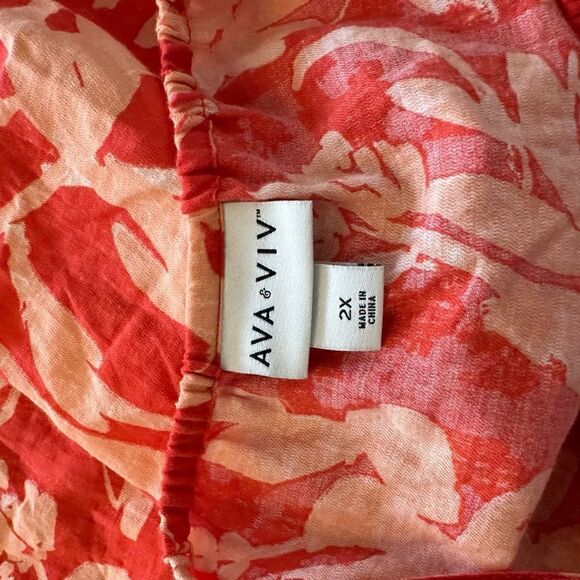 Ava & Viv Orange Floral Crossback Tabk Top NWOT Size 2X - Picture 12 of 15